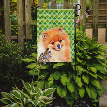 Load image into Gallery viewer, Pomeranian St. Patrick's Day Shamrock Portrait Garden Flag – Decorative Outdoor Yard Flag