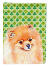 Load image into Gallery viewer, Pomeranian St. Patrick's Day Shamrock Portrait Garden Flag – Decorative Outdoor Yard Flag