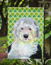 Load image into Gallery viewer, Old English Sheepdog St. Patrick's Day Shamrock Portrait Garden Flag – Decorative Outdoor Yard Flag
