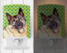 Load image into Gallery viewer, Norwegian Elkhound St. Patrick's Day Shamrock Portrait Ceramic Night Light LH9218CNL