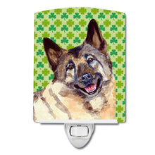 Load image into Gallery viewer, Norwegian Elkhound St. Patrick's Day Shamrock Portrait Ceramic Night Light LH9218CNL