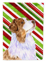 Load image into Gallery viewer, Australian Shepherd Candy Cane Holiday Christmas  Garden Flag – Decorative Outdoor Yard Flag