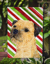 Load image into Gallery viewer, Border Terrier Candy Cane Holiday Christmas  Garden Flag – Decorative Outdoor Yard Flag