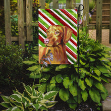 Load image into Gallery viewer, Vizsla Candy Cane Holiday Christmas  Garden Flag – Decorative Outdoor Yard Flag
