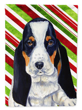 Load image into Gallery viewer, Basset Hound Candy Cane Holiday Christmas  Flag Canvas House Size