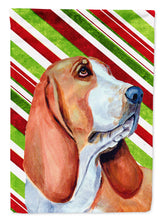 Load image into Gallery viewer, Basset Hound Candy Cane Holiday Christmas  Garden Flag – Decorative Outdoor Yard Flag