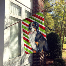 Load image into Gallery viewer, Bernese Mountain Dog Candy Cane Holiday Christmas  Flag Canvas House Size