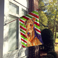 Load image into Gallery viewer, Airedale Candy Cane Holiday Christmas  Flag Canvas House Size
