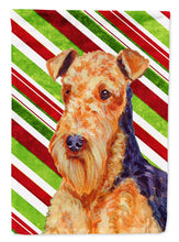 Load image into Gallery viewer, Airedale Candy Cane Holiday Christmas  Flag Canvas House Size