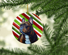 Load image into Gallery viewer, French Bulldog Candy Cane Holiday Christmas Ornament - Round Ceramic Ornament – Artist-Designed Keepsake Decoration LH9250