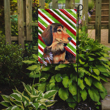Load image into Gallery viewer, Dachshund Candy Cane Holiday Christmas  Garden Flag – Decorative Outdoor Yard Flag