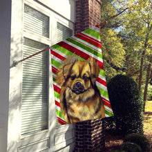 Load image into Gallery viewer, Tibetan Spaniel Candy Cane Holiday Christmas  Flag Canvas House Size
