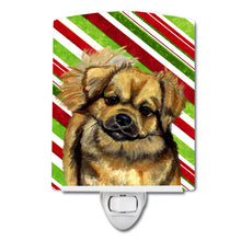 Load image into Gallery viewer, Tibetan Spaniel Candy Cane Holiday Christmas Ceramic Night Light LH9259CNL