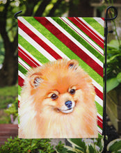 Load image into Gallery viewer, Pomeranian Candy Cane Holiday Christmas  Garden Flag – Decorative Outdoor Yard Flag