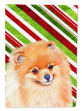 Load image into Gallery viewer, Pomeranian Candy Cane Holiday Christmas  Garden Flag – Decorative Outdoor Yard Flag