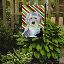 Load image into Gallery viewer, Old English Sheepdog Candy Cane Holiday Christmas  Garden Flag – Decorative Outdoor Yard Flag