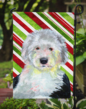 Load image into Gallery viewer, Old English Sheepdog Candy Cane Holiday Christmas  Garden Flag – Decorative Outdoor Yard Flag