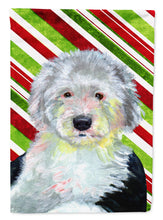 Load image into Gallery viewer, Old English Sheepdog Candy Cane Holiday Christmas  Garden Flag – Decorative Outdoor Yard Flag