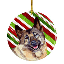 Load image into Gallery viewer, Norwegian Elkhound Candy Cane Holiday Christmas Ornament - Round Ceramic Ornament – Artist-Designed Keepsake Decoration LH9263