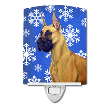 Load image into Gallery viewer, Great Dane Winter Snowflakes Holiday Ceramic Night Light LH9265CNL