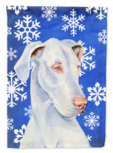 Load image into Gallery viewer, Great Dane Winter Snowflakes Holiday Flag Canvas House Size