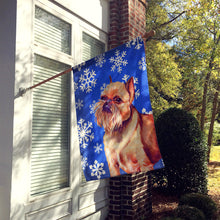 Load image into Gallery viewer, Brussels Griffon Winter Snowflakes Holiday Flag Canvas House Size