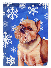 Load image into Gallery viewer, Brussels Griffon Winter Snowflakes Holiday Flag Canvas House Size