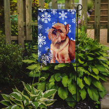 Load image into Gallery viewer, Brussels Griffon Winter Snowflakes Holiday Garden Flag – Decorative Outdoor Yard Flag