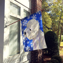 Load image into Gallery viewer, Westie Winter Snowflakes Holiday Flag Canvas House Size