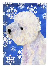 Load image into Gallery viewer, Westie Winter Snowflakes Holiday Garden Flag – Decorative Outdoor Yard Flag