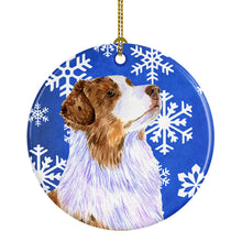 Load image into Gallery viewer, Australian Shepherd Winter Snowflake Holiday Ornament - Round Ceramic Ornament – Artist-Designed Keepsake Decoration LH9273