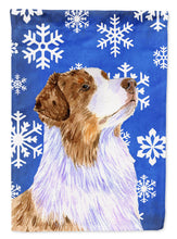 Load image into Gallery viewer, Australian Shepherd Winter Snowflakes Holiday Garden Flag – Decorative Outdoor Yard Flag