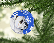 Load image into Gallery viewer, Bulldog English Winter Snowflake Holiday Ornament - Round Ceramic Ornament – Artist-Designed Keepsake Decoration LH9274