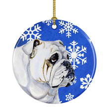 Load image into Gallery viewer, Bulldog English Winter Snowflake Holiday Ornament - Round Ceramic Ornament – Artist-Designed Keepsake Decoration LH9274