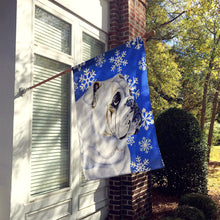 Load image into Gallery viewer, Bulldog English Winter Snowflakes Holiday Flag Canvas House Size