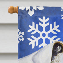Load image into Gallery viewer, Bulldog English Winter Snowflakes Holiday Flag Canvas House Size