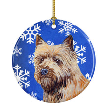 Load image into Gallery viewer, Cairn Terrier Winter Snowflake Holiday Ornament - Round Ceramic Ornament – Artist-Designed Keepsake Decoration LH9275