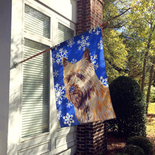 Load image into Gallery viewer, Cairn Terrier Winter Snowflakes Holiday Flag Canvas House Size