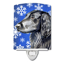 Load image into Gallery viewer, Flat Coated Retriever Winter Snowflakes Holiday Ceramic Night Light LH9276CNL