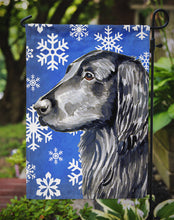 Load image into Gallery viewer, Flat Coated Retriever Winter Snowflakes Holiday Garden Flag – Decorative Outdoor Yard Flag