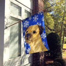 Load image into Gallery viewer, Border Terrier Winter Snowflakes Holiday Flag Canvas House Size