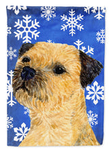 Load image into Gallery viewer, Border Terrier Winter Snowflakes Holiday Garden Flag – Decorative Outdoor Yard Flag