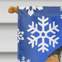 Load image into Gallery viewer, Cavalier Spaniel Winter Snowflakes Holiday Flag Canvas House Size