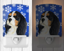 Load image into Gallery viewer, Cavalier Spaniel Winter Snowflakes Holiday Ceramic Night Light LH9279CNL