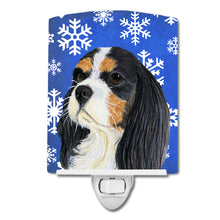 Load image into Gallery viewer, Cavalier Spaniel Winter Snowflakes Holiday Ceramic Night Light LH9279CNL