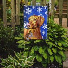 Load image into Gallery viewer, Vizsla Winter Snowflakes Holiday Garden Flag – Decorative Outdoor Yard Flag