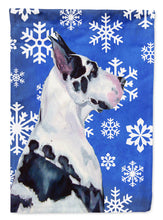 Load image into Gallery viewer, Great Dane Winter Snowflakes Holiday Flag Canvas House Size