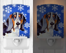 Load image into Gallery viewer, Basset Hound Winter Snowflakes Holiday Ceramic Night Light LH9282CNL