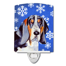 Load image into Gallery viewer, Basset Hound Winter Snowflakes Holiday Ceramic Night Light LH9282CNL