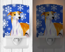 Load image into Gallery viewer, Whippet Winter Snowflakes Holiday Ceramic Night Light LH9283CNL